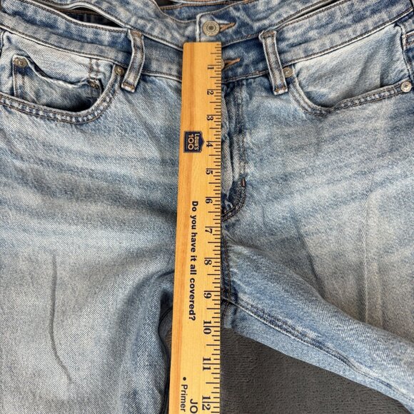 American Eagle SUPER HIGH-RISE BAGGY STRAIGHT Jeans Women’s Size 6 Blue Strigid - Picture 5 of 11